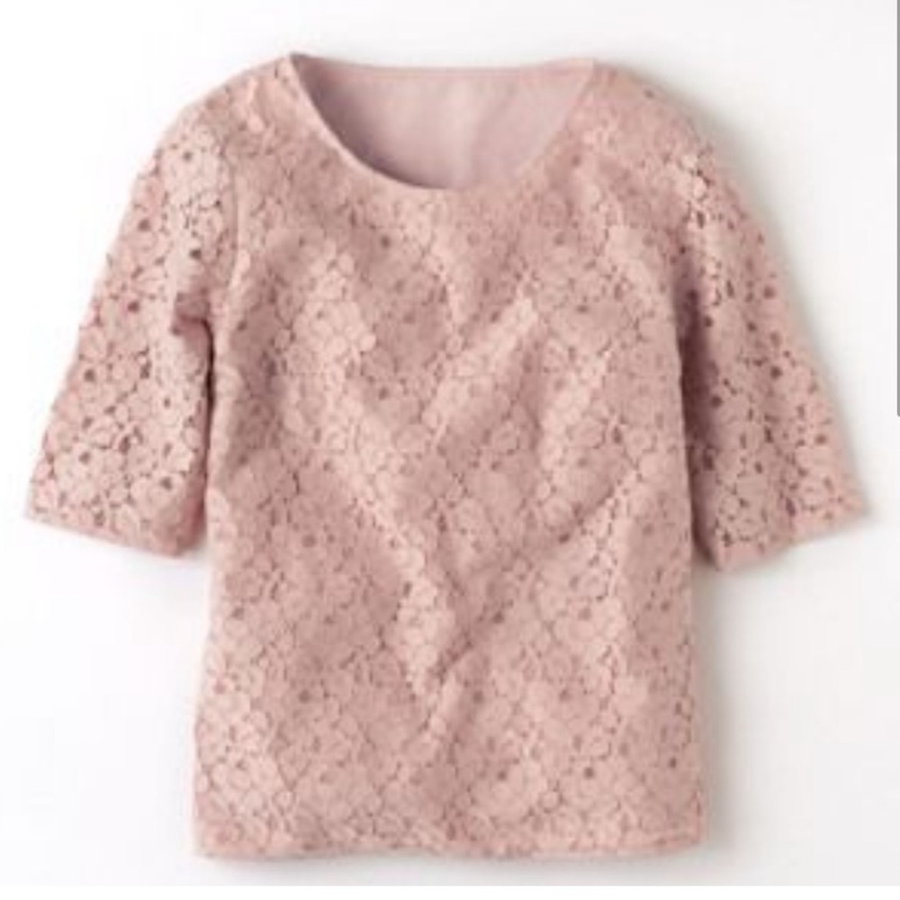 Boden Sophie Lace Top Blouse in Blush Pink